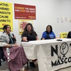 De izquierda a derecha: Amanda Blackhorse de la Nación Navajo; Gaylene Crouser de la Tribu Sioux Standing Rock; Rhonda LeValdo del Pueblo de Acoma; Fawn Douglas de la Tribu Paiute del Sur, en la Nuwu Art Gallery + Community Center, en “Las Vegas”, donde se llevó a cabo la conferencia de prensa. Crédito de la foto: Acee Agoyo, February 11, 2024