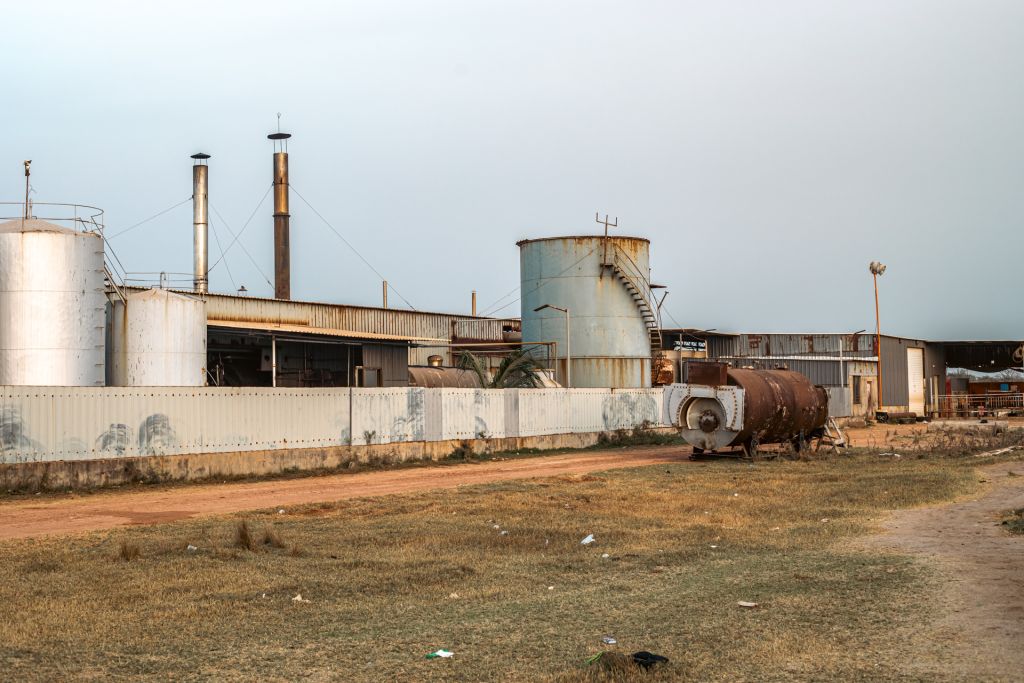 One of the many fishmeal factories lining the coastline of The Gambia from behind. Photo credit: Abubacar Fofana, Photo credit: Abubacar Fofana, February 24, 2024